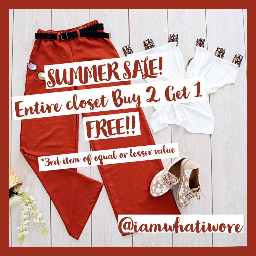 SUMMER SALE! ENTIRE CLOSET BUY 2, GET 1 FREE!!!